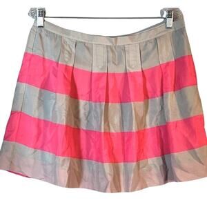 J Crew Skirt Womens Size 12 Gray Pink Mini Pleated Side Zip Fully Lined